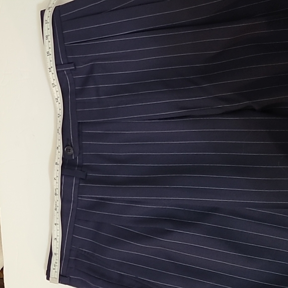 Victor International Suit Navy Blue with White Pinstripes - Picture 11 of 12